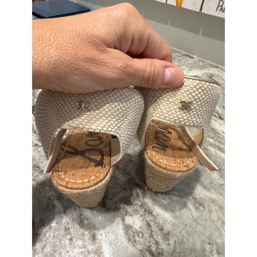 Sam Edelman Payton Espadrille Wedge sandal  striped upper cork jute wedge NWOT 9